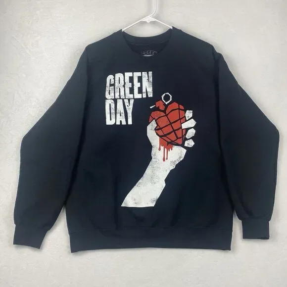 Green Day Graphic Sweater Adult Large Black Sweatshirt American Rock Band - Picture 1 of 6
